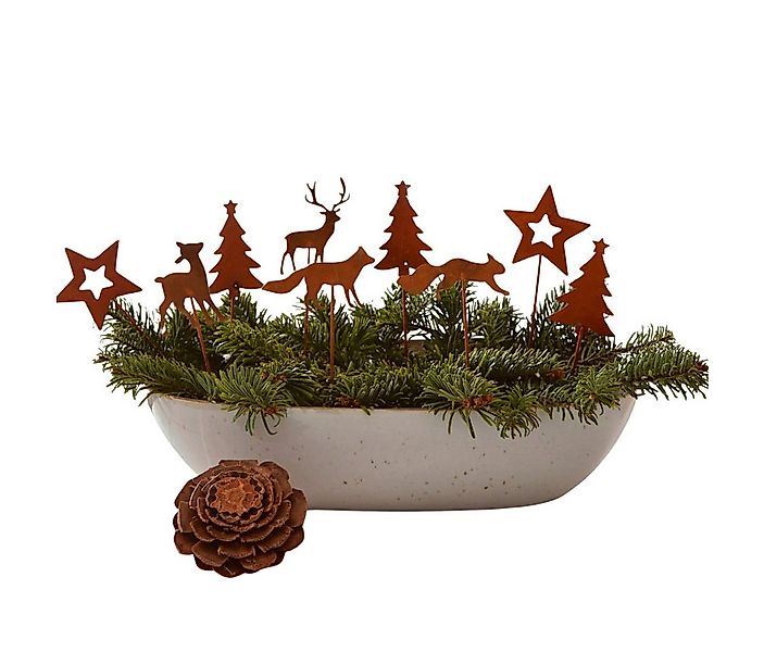Home-trends24.de Gartenstecker Rost Stecker Weihnachten 9er Deko Winter Fig günstig online kaufen