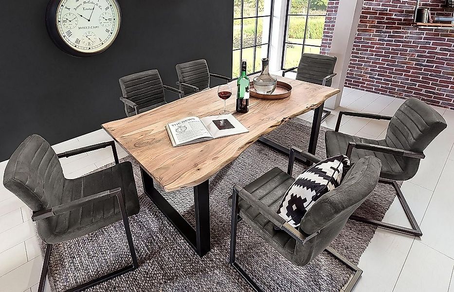 SAM® Essgruppe Quentus, Akazie massiv, mit natürlicher Baumkante und Stühle günstig online kaufen
