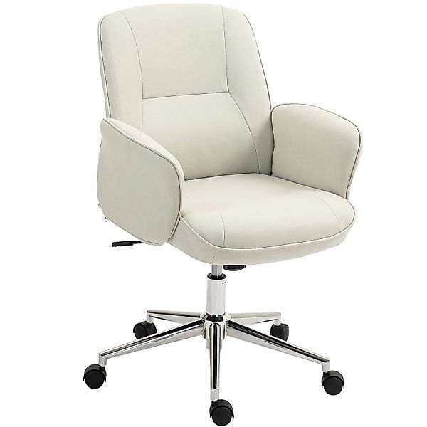 Vinsetto Bürostuhl Mikrofaser Stahl Cremeweiß 67L x 69B x 92-102H cm günstig online kaufen