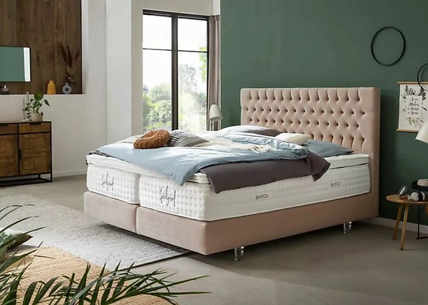 BettCo Boxspringbett Vegas (200 x 200 cm, 7-St., in Rose Samt), Chesterfiel günstig online kaufen