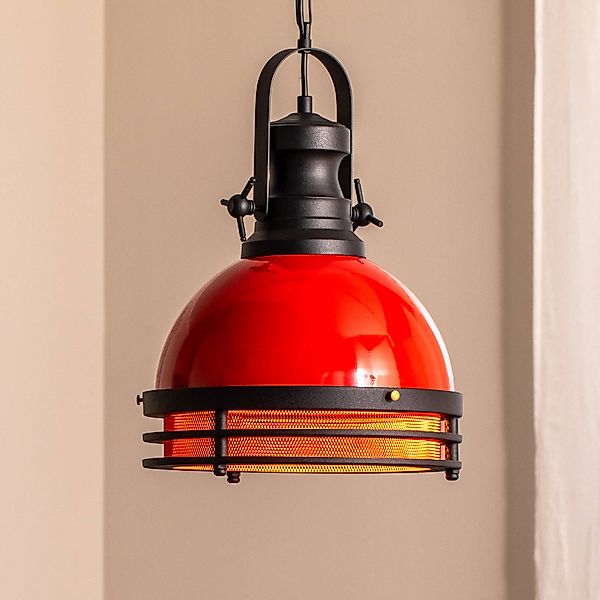 Hängeleuchte Saglam 3762, rot/schwarz, Eisen, Ø 32 cm günstig online kaufen