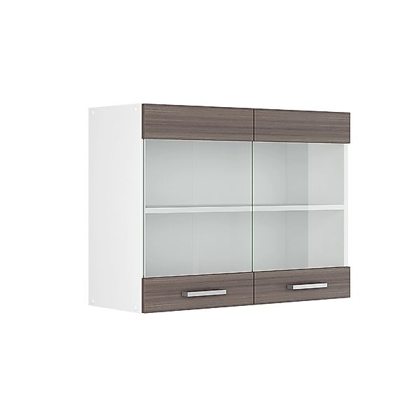 Vicco Küchenglasschrank R-Line Glashängeschrank Grau/Weiß 80 cm günstig online kaufen