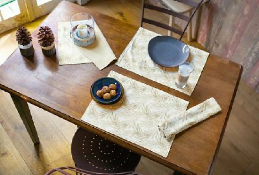 HOME Living Platzmatte Bamboo Leaves Platzsets weiß-kombi günstig online kaufen