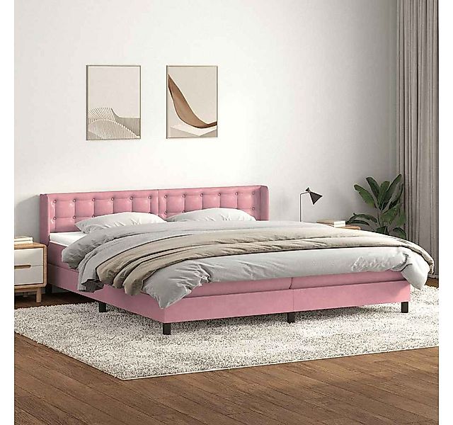 vidaXL Boxspringbett, Boxspringbett mit Matratze Rosa 200x210 cm Samt günstig online kaufen