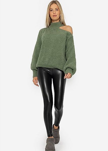 SASSYCLASSY Strickpullover Oversize Pullover Damen mit Schulter Cut-Out Rol günstig online kaufen