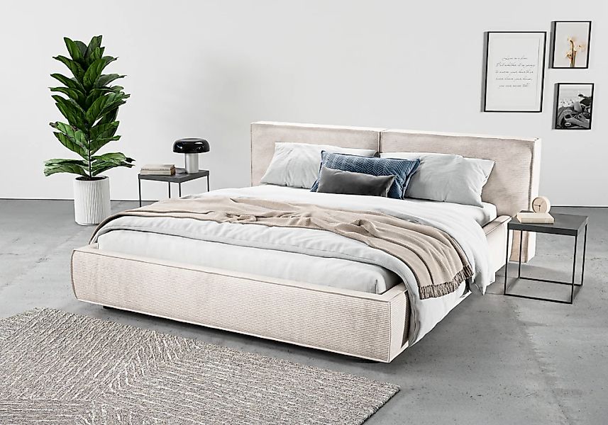 Home affaire Polsterbett "Adrina mit Biesenoptik, Feincord und Luxus-Microf günstig online kaufen