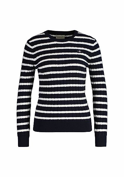 Gant Rundhalspullover "STRETCH COTTON CABLE STRIPE C-NECK" günstig online kaufen