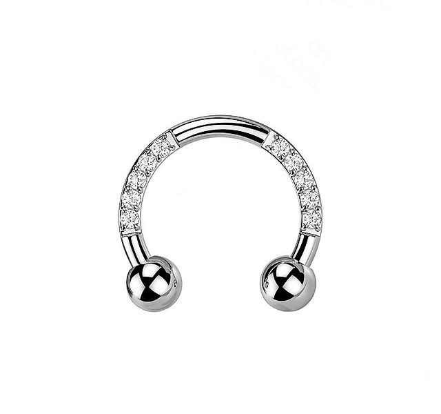 Taffstyle Nasenpiercing Titan Hufeisen Horseshoe Piercing Silber Clear 1,2m günstig online kaufen