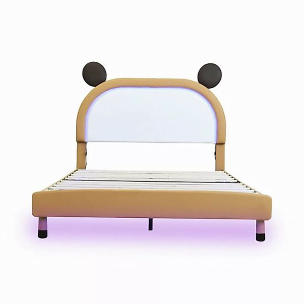 Ulife Polsterbett Kinderbett Flachbett, PU-Leder Zweifarbig mit LED-Licht, günstig online kaufen