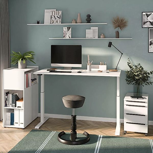 Büromöbel Set 3-teilig MEMPHIS-01 mit Schreibtisch 160x80cm in weiß günstig online kaufen