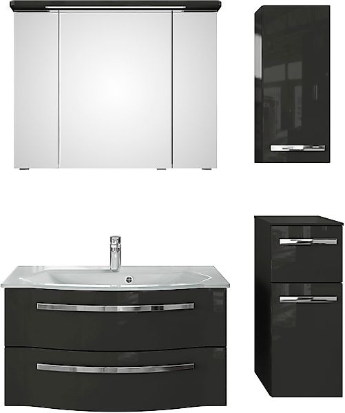 Saphir Badmöbel-Set "Serie 4005, vormontiert, Glaswaschbecken, Spiegelschra günstig online kaufen