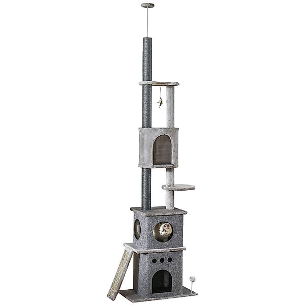 PawHut Kratzbaum Deckenhoch mit Katzenspielzeug 60 x 40 x 225-255 cm günstig online kaufen