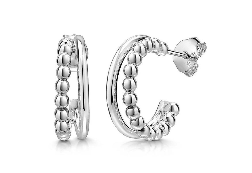 Materia Paar Ohrstecker Doppel Creolen Silber mit Kugeln SO-325, 925 Sterli günstig online kaufen