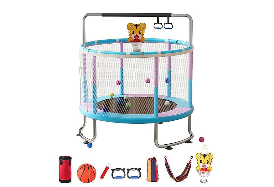 Rutaqian Kindertrampolin Kinder Trampolin mit Basketballkorb, Ø 150cm Indoo günstig online kaufen