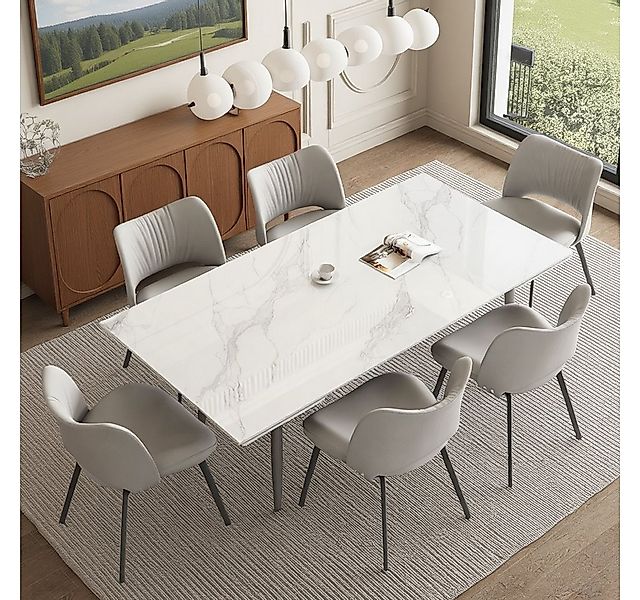 oleyluckidea Esstisch Moderner ausziehbarer Esstisch Weiß mit für 6–10 Pers günstig online kaufen