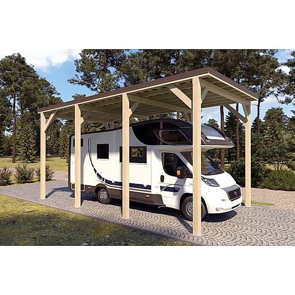 Holzbrüder Camping-Carport Ralf 28m² Imprägniert-Dunkelbraun günstig online kaufen