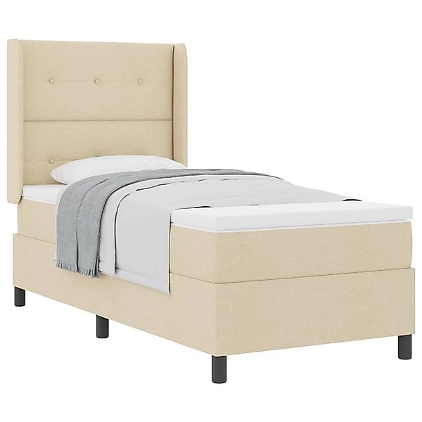 vidaXL Boxspringbett mit Matratze mit Kopfteil Creme 90 x 190 cm Stoff 3341 günstig online kaufen