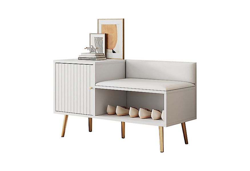 Merax Schuhbank gepolstert mit Kommode, Schuhtruhe mit Schrank, Schuhschran günstig online kaufen