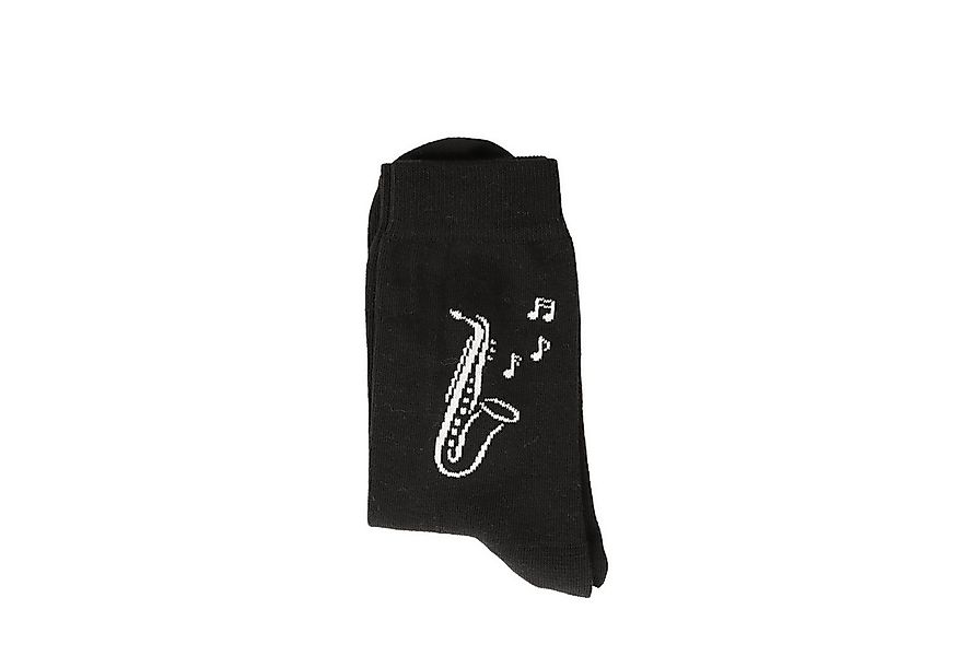 Musikboutique Freizeitsocken Socken mit eingewebtem weißem Saxofon, Musik-S günstig online kaufen