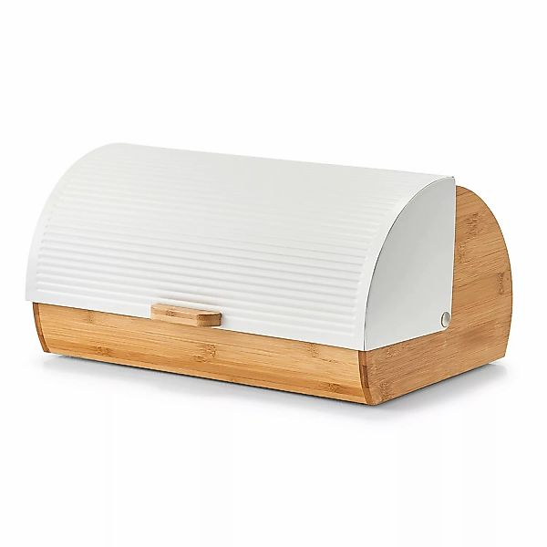 Zeller Brotkasten Bambus/Metall 19 cm x 27 cm x 39 cm Weiß-Natur günstig online kaufen