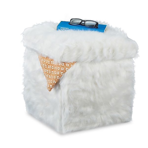 relaxdays Sitzwürfel mit Fell günstig online kaufen