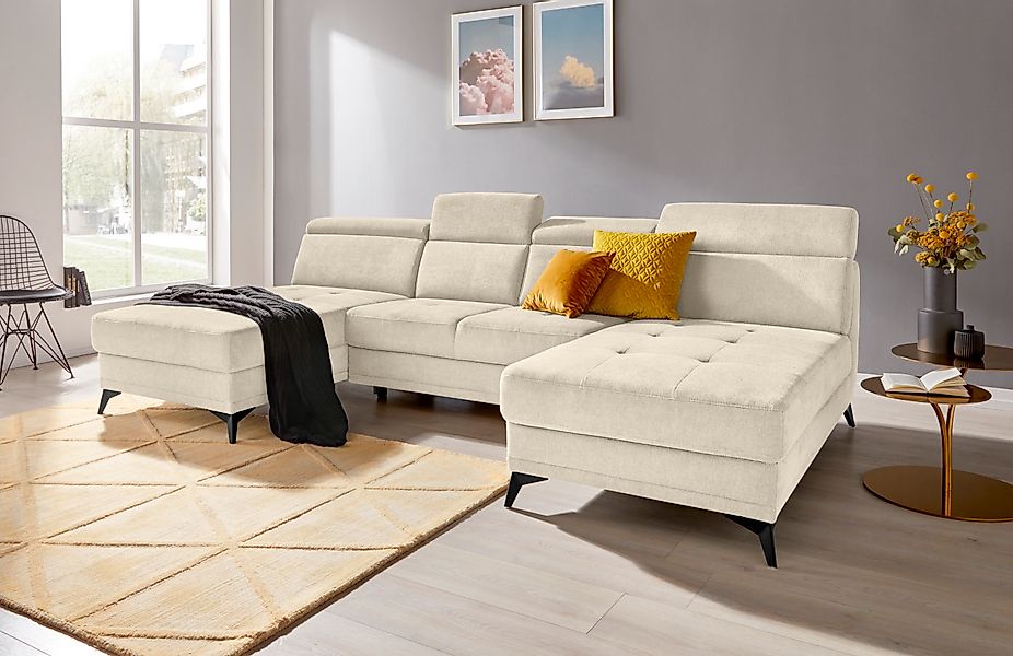 Home affaire Wohnlandschaft »Cardiz U-Form« inkl.Kopfteilverstellung und Fe günstig online kaufen