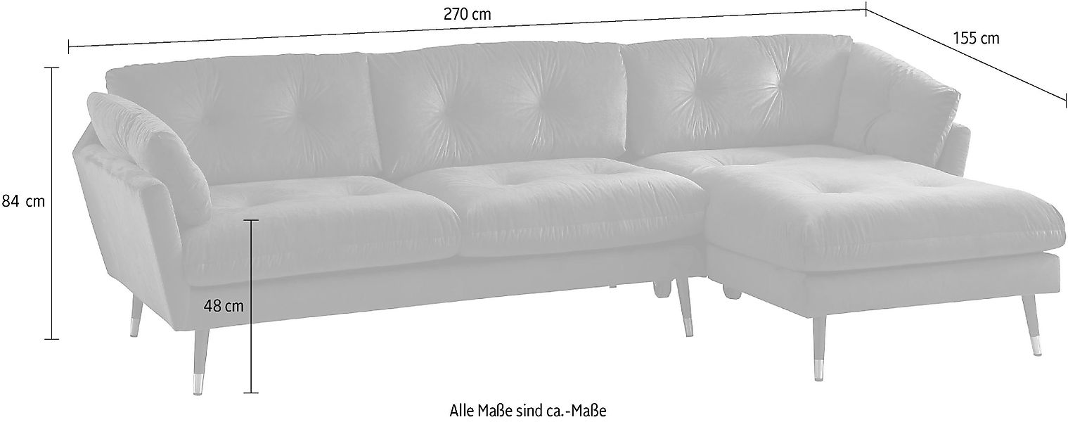 Trends by HG Ecksofa "Japan L-Form" mit Fuß in Holz-Metallkombination, Reca günstig online kaufen