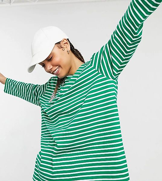Native Youth – Big Boy – Langärmliges Oversize-Shirt mit Streifen-Grün günstig online kaufen