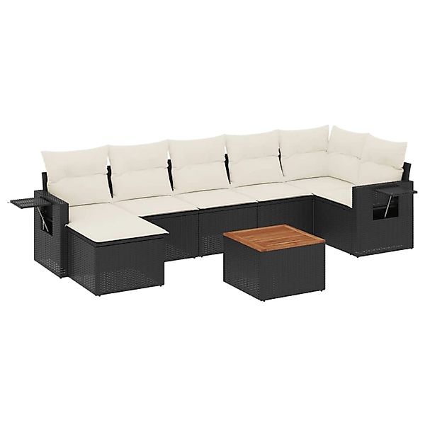 vidaXL 8-Tlg Garten-Sofagarnitur mit Kissen Schwarz Poly Rattan 3257001 günstig online kaufen