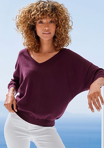 Vivance Fledermauspullover aus weicher Feinstrickqualität, mit V-Ausschnitt günstig online kaufen