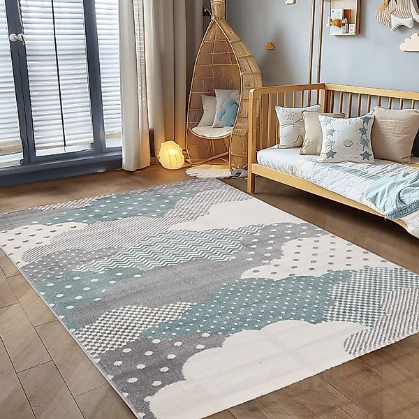 Carpettex Kinderteppich Wolken Design, Läufer, Höhe: günstig online kaufen