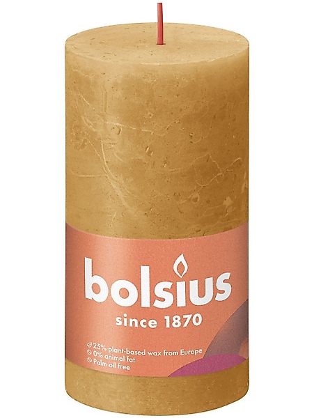 Bolsius Stumpenkerze Bolsius Rustik Stumpenkerze honigwabengelb, günstig online kaufen