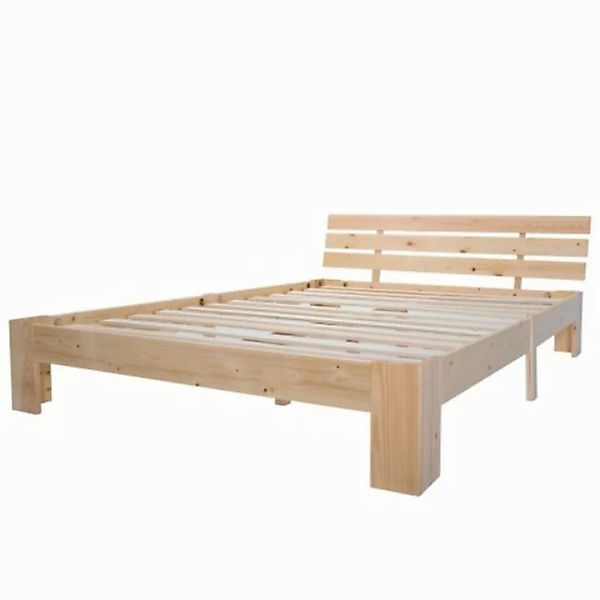 Totnz Bettgestell Holzbett Doppelbett mit Kopfteil & Stauraum 200*140cm,Nat günstig online kaufen