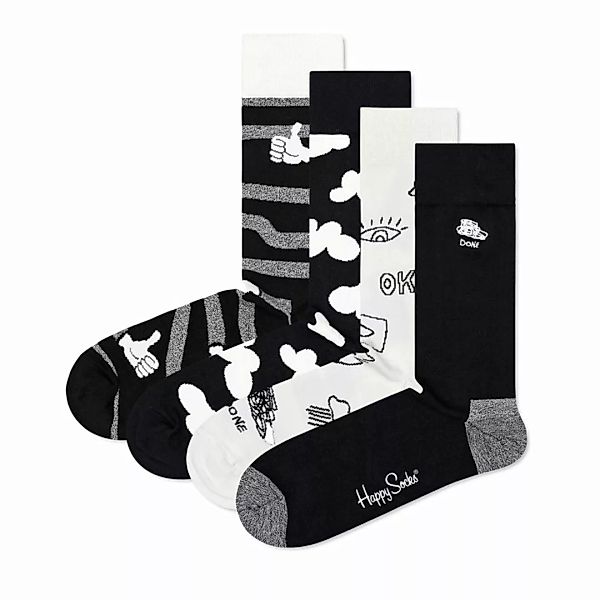 Happy Socks 4er Pack Unisex Socken - Geschenkbox, gemischte Farben Black An günstig online kaufen
