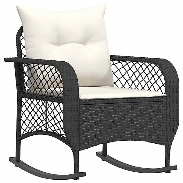 vidaXL Garten-Schaukelstuhl mit Kissen Schwarz Poly Rattan 4104193 günstig online kaufen