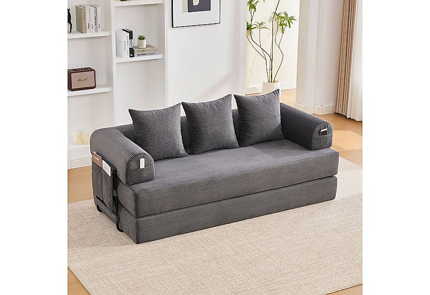 STILVORA Sofa mit Seitentaschen,Klappsofa Relaxsofa mit Kissen&Metallrahmen günstig online kaufen