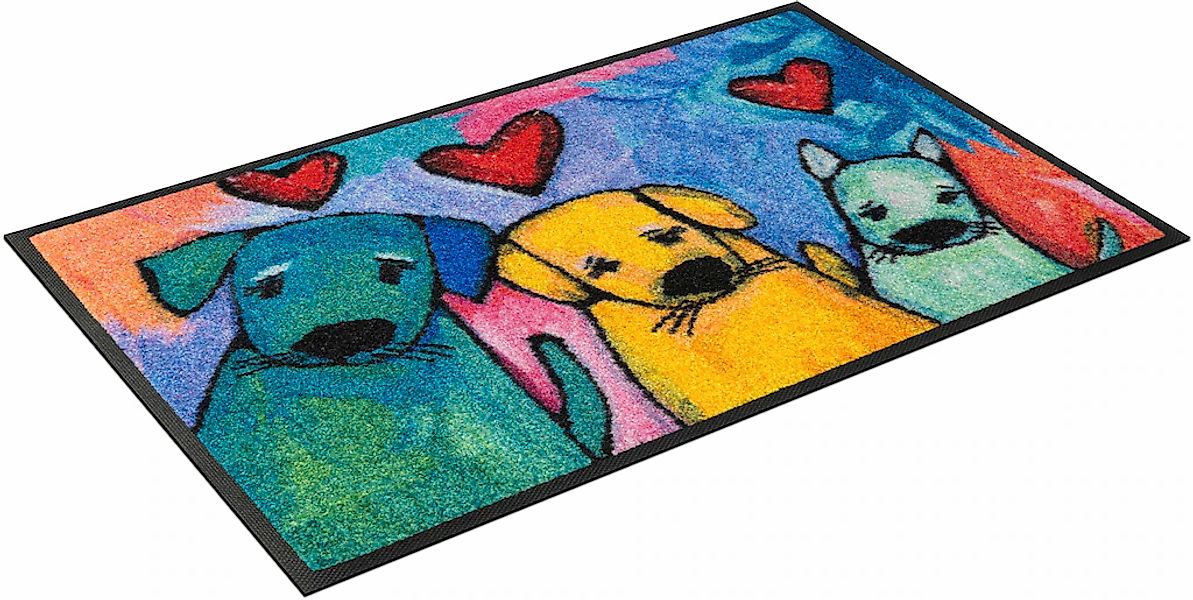 wash+dry by Kleen-Tex Fußmatte "Doggies" rechteckig 7 mm Höhe Schmutzfangma günstig online kaufen