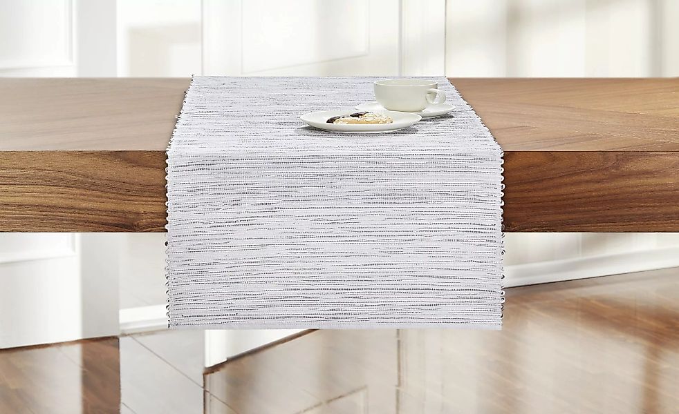 HOME STORY Tischläufer  Greta - grau - Baumwolle - 40 cm - Sconto günstig online kaufen