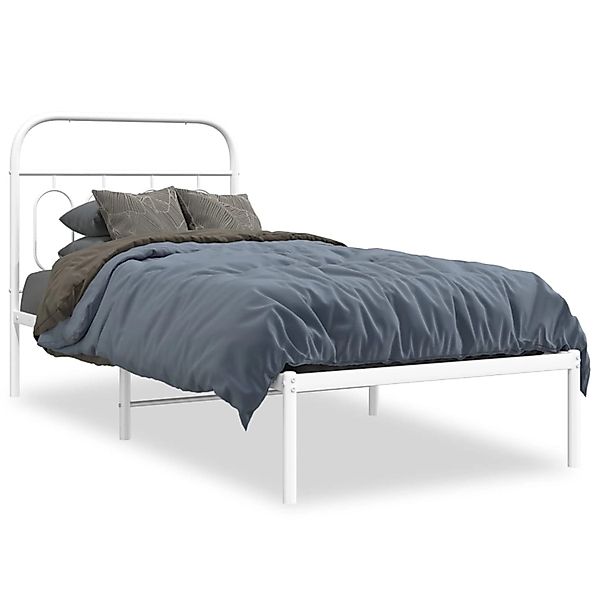 vidaXL Bettgestell mit Kopfteil Metall Weiß 90x190 cm Modell 112101135 günstig online kaufen