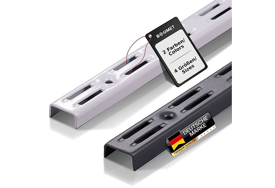 BOOMET Wandregalhalter Wandschienen für Regalsystem 2-reihig, 4-tlg., Weiß günstig online kaufen