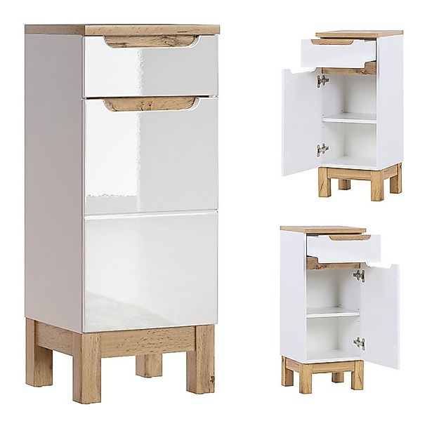 Lomadox Hochschrank SOLNA-56 Badmöbel inkl. Standfüßen, Hochglanz weiß, BxH günstig online kaufen