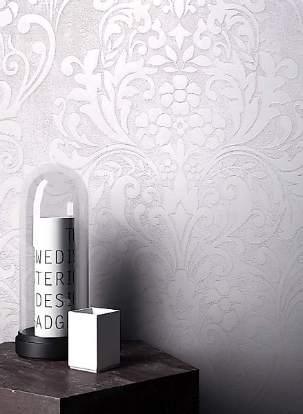 Newroom Vliestapete, Weiß Tapete Barock Glänzend günstig online kaufen