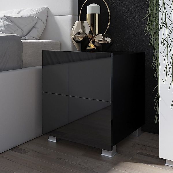 Lomadox Nachttisch CAIRNS-132, in schwarz Hochglanz, günstig online kaufen