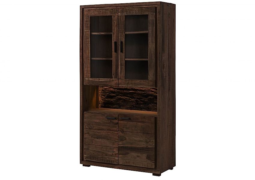 Massivmoebel24 Standvitrine (Vitrine Akazie 98x40x180 dunkelbraun günstig online kaufen