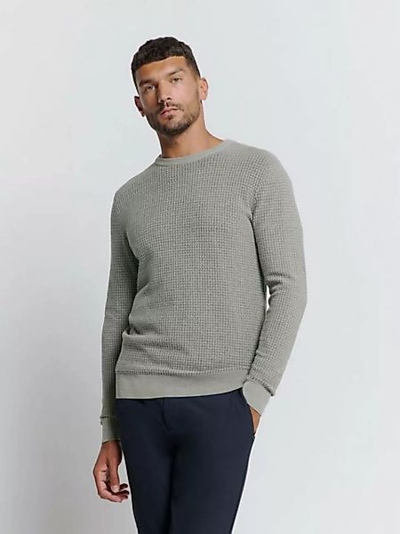 NO EXCESS Strickpullover – Zweifarbiger Crewneck Sweater aus Waffel-Jacquar günstig online kaufen