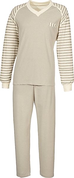 götting Pyjama Herren-Schlafanzug naturbelassen Single-Jersey Streifen günstig online kaufen
