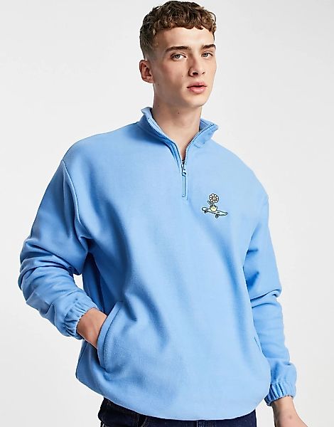 ASOS DESIGN – Oversize-Sweatshirt aus Fleece mit halblangem Reißverschluss günstig online kaufen