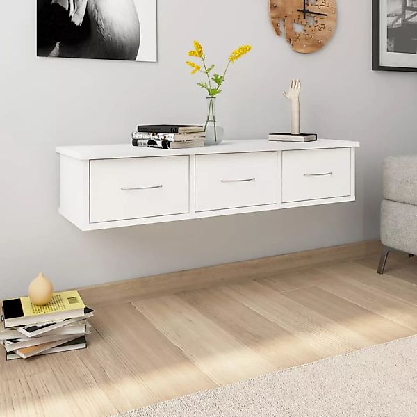 Wand-schubladenregal Weiß 88x26x18,5 Cm Spanplatte günstig online kaufen
