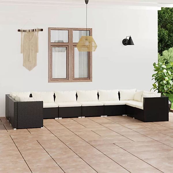 Vidaxl 10-tlg. Garten-lounge-set Mit Kissen Poly Rattan Schwarz günstig online kaufen