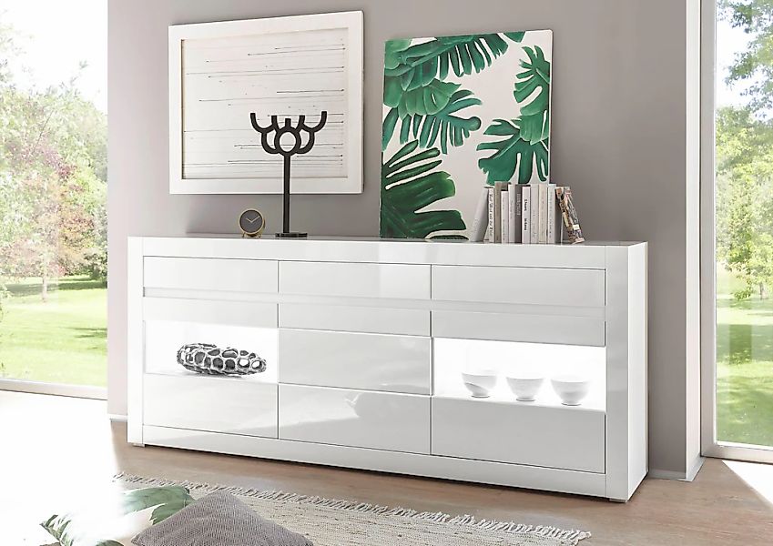 Home affaire Sideboard "Carat" Breite 217 cm, wird mit zwei Leisten angelie günstig online kaufen
